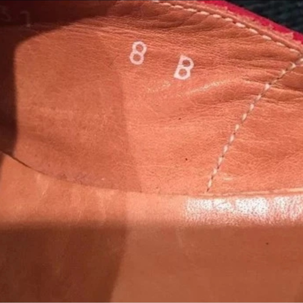 RALPH LAUREN Collection Red Suede Tuxedo Flat Classic Lion Crest 8.5M Italy Rare - Picture 11 of 11